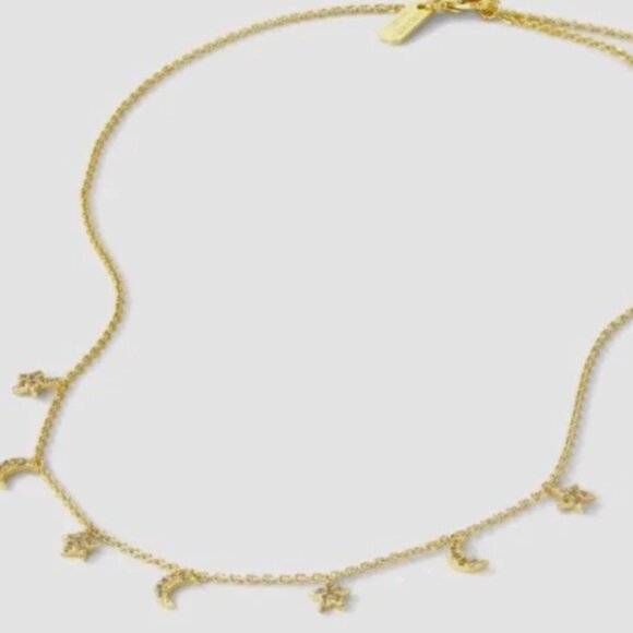 Great Set Melinda Maria Starry Night Necklace Gold Diamondettes Bonus Earrings - Picture 5 of 7